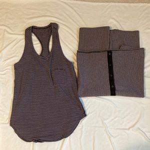 Lululemon vinyasa scarf and tank combo. Tank size small.  Navy and pink.
